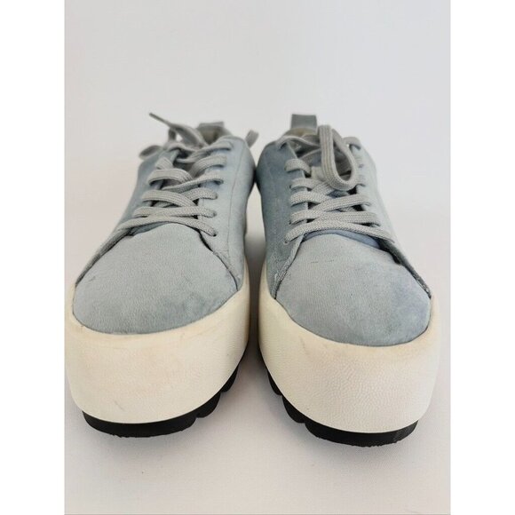 Zara Platform Sneakers Bamba Sky Blue Velvet Platform Shoes SZ 40 US 9 - Picture 7 of 9